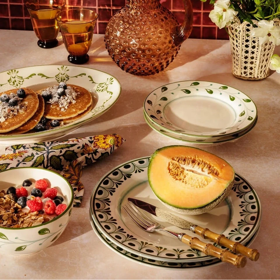 Set of 4 Hand-painted Green Motif Side Plates | Casa by JJ