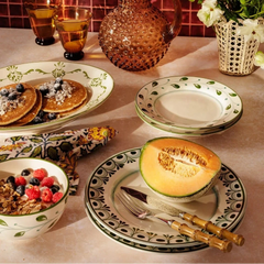 Set of 4 Hand-painted Green Motif Side Plates | Casa by JJ