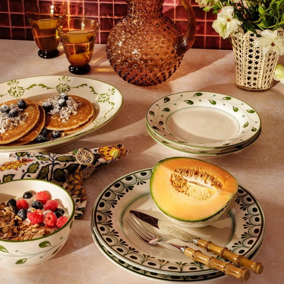 Set of 4 Hand-painted Green Motif Side Plates | Casa by JJ