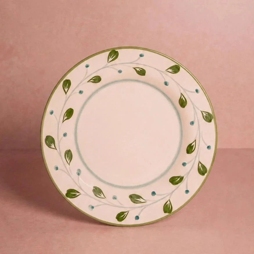 Set of 4 Hand-painted Green Motif Side Plates | Casa by JJ