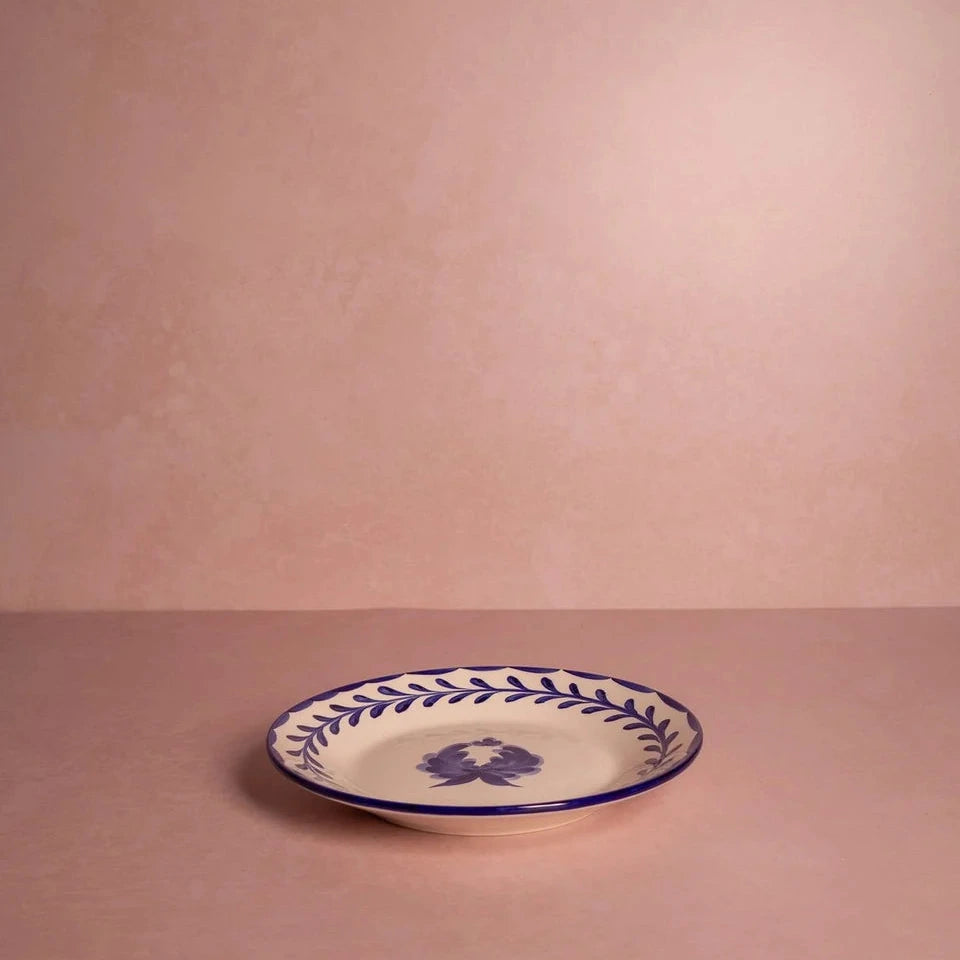 Set of 4 Blue & White Fern Hand-Painted Sides Plates | Casa by JJ