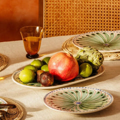 Set of 4 Green & Blue Peacock Hand-Painted Side Plates | Casa by JJ