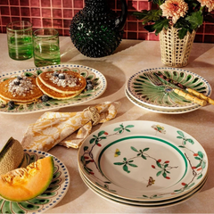 Set of 4 Green & Blue Peacock Hand-Painted Side Plates | Casa by JJ