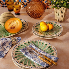 Set of 4 Green & Blue Peacock Hand-Painted Side Plates | Casa by JJ