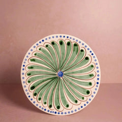 Set of 4 Green & Blue Peacock Hand-Painted Side Plates | Casa by JJ