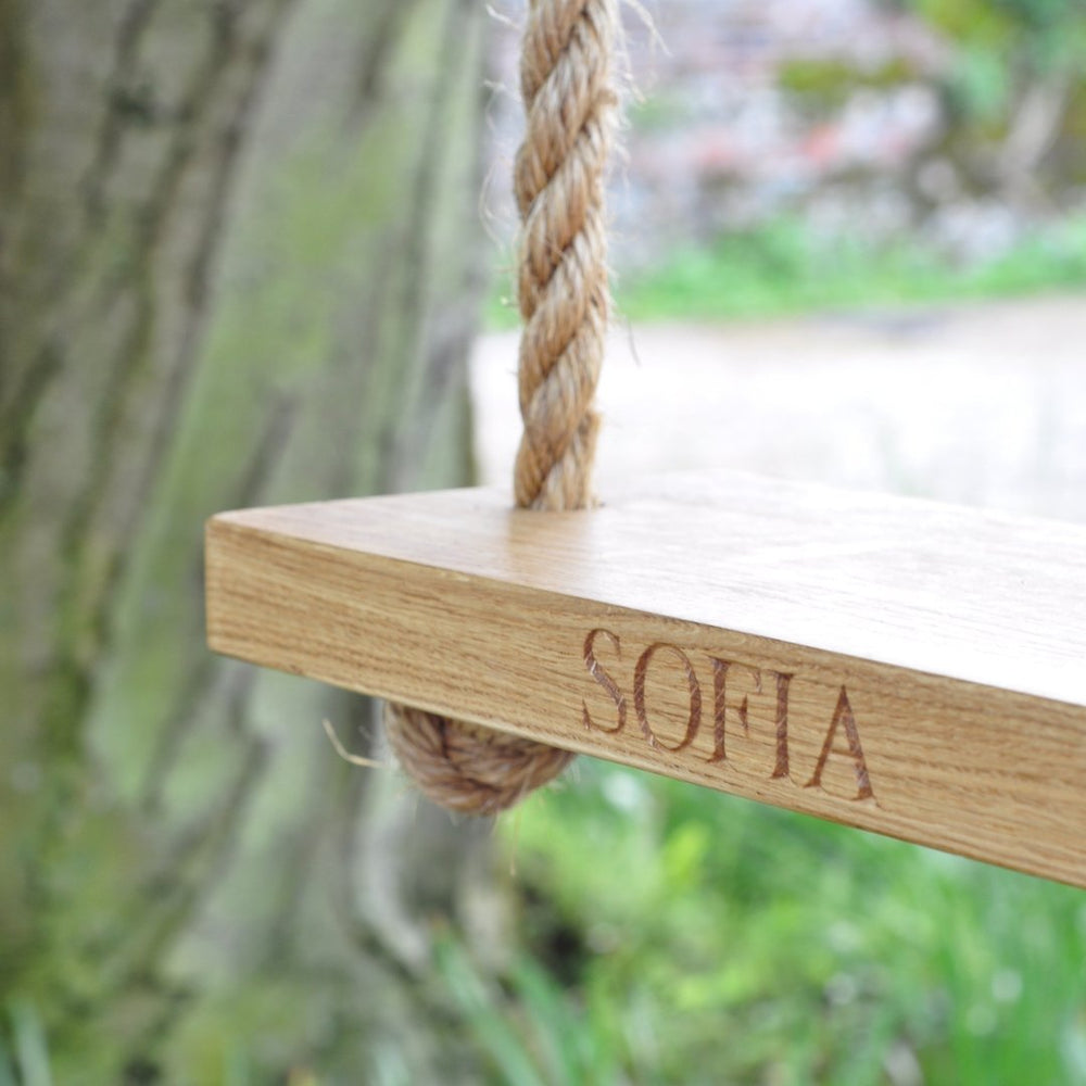 Solid Oak Personalised Small Swing | Oak & Rope Company
