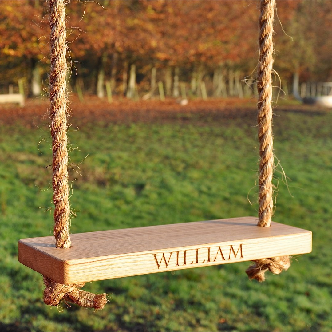 Solid Oak Personalised Small Swing | Oak & Rope Company