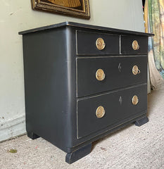 Smart Black Painted Antique Pine Chest of Drawers