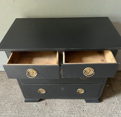 Smart Black Painted Antique Pine Chest of Drawers