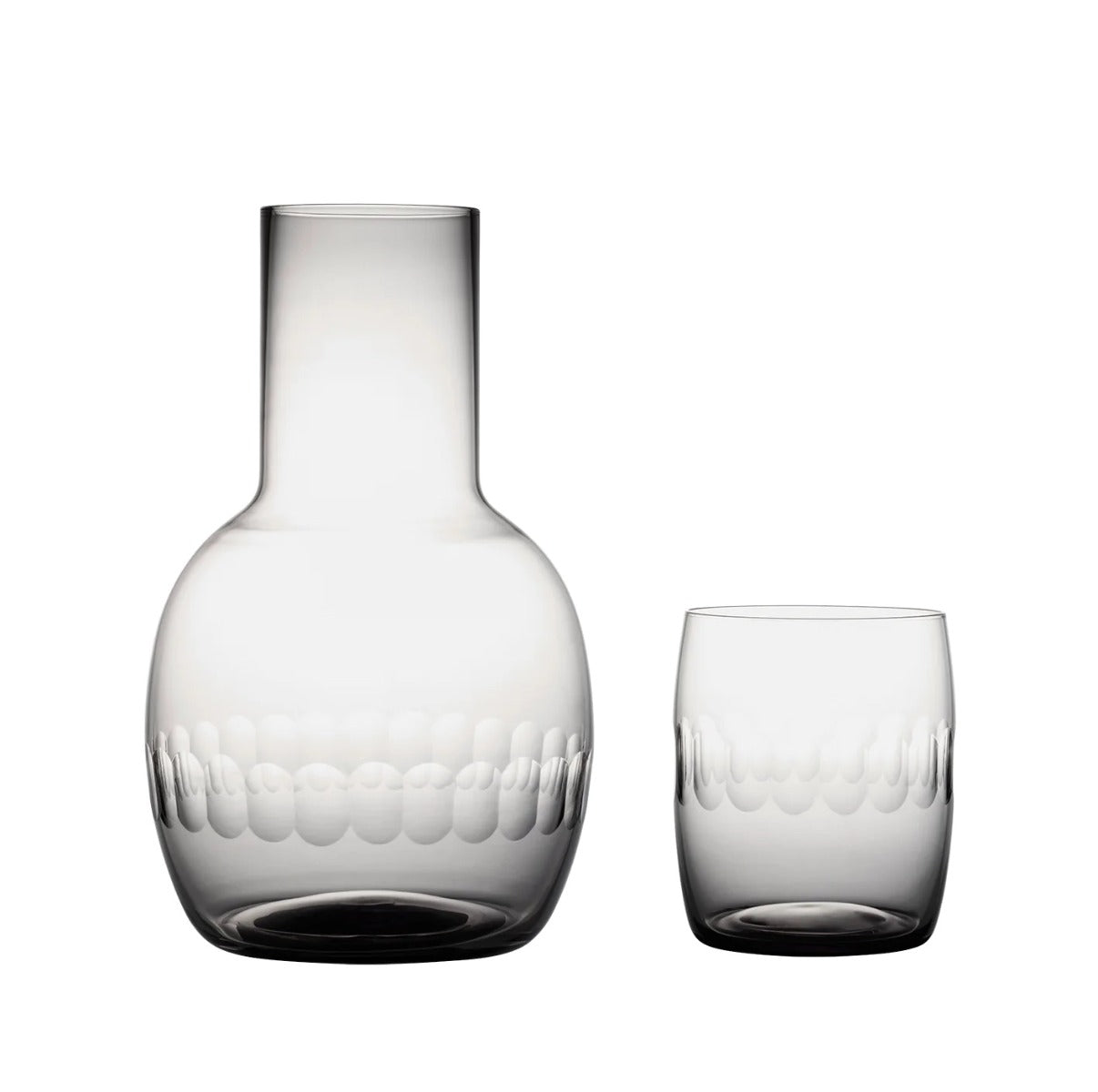 Smoky Crystal Carafe & Glass Set with Lens Design