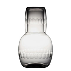 Smoky Crystal Carafe Set with 'Lens' Design