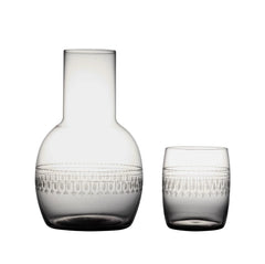 Smoky Crystal Carafe & Glass Set with Ovals Design