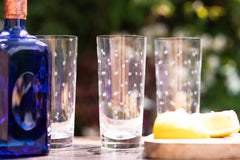 Set of 4 Crystal Highball Glasses with Stars Design