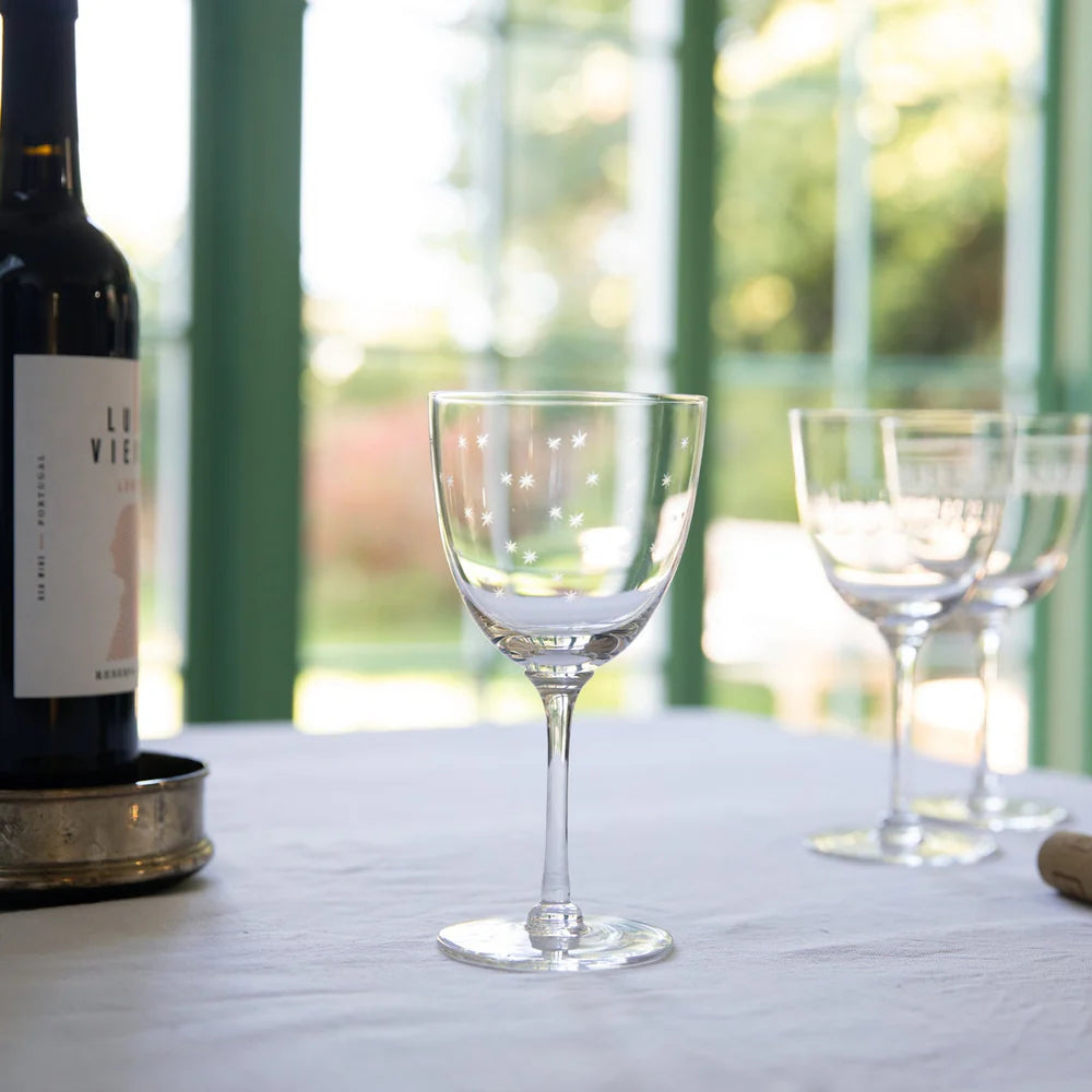 Set of 6 Crystal Red Wine Glasses with Star Design | The Vintage List