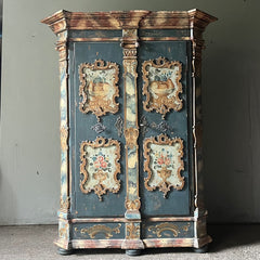Superb Carved and Painted Antique Marriage Cupboard/Armoire with Neo-Classical Decoration