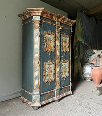 Superb Carved and Painted Antique Marriage Cupboard/Armoire with Neo-Classical Decoration