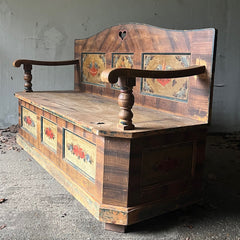 Superb Decorative Painted Antique Box Bench | John Cornall