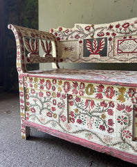 Superb Folk Art Painted Marriage Bench | John Cornall