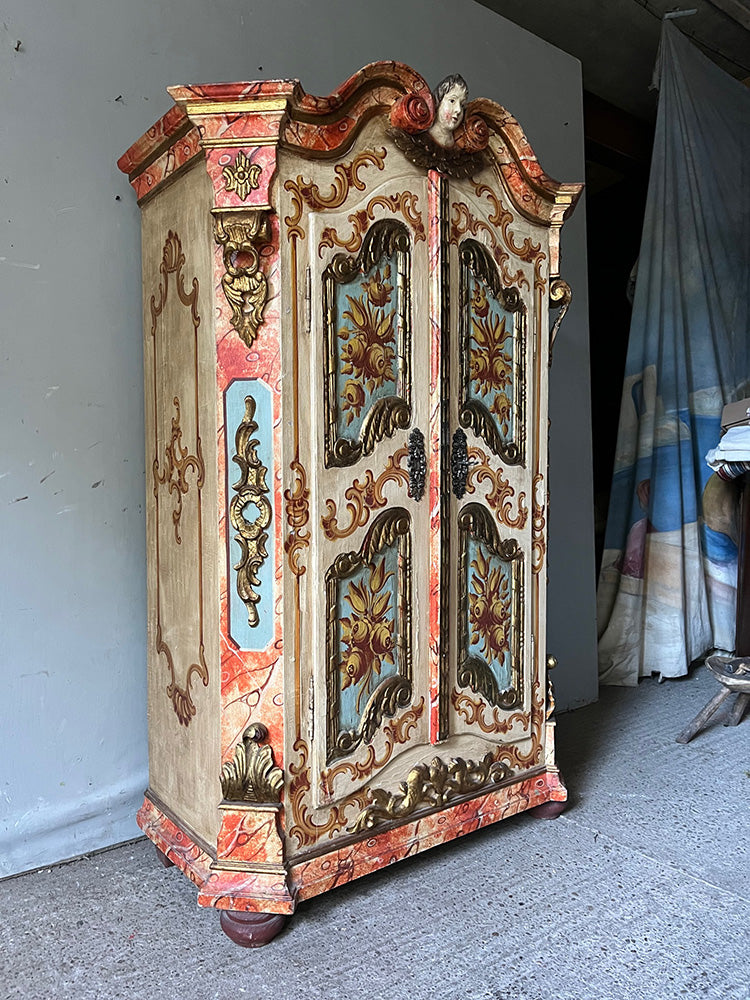 Superb Rococo Carved & Painted Armoire