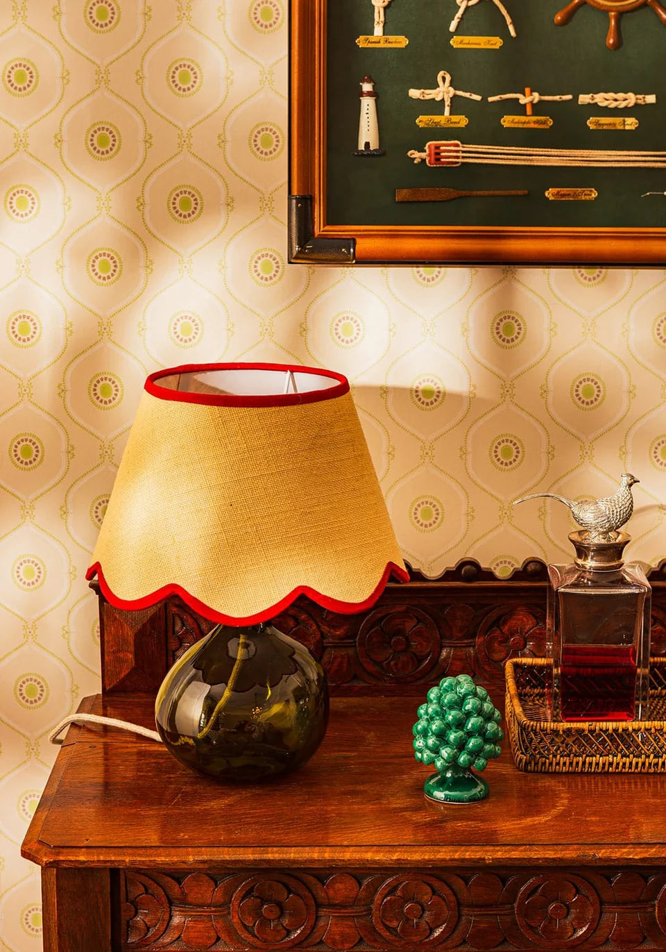 Jute Scallop Lampshade with a Red Trim | Casa byJJ