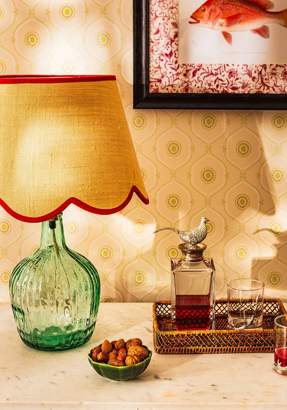 Jute Scallop Lampshade with a Red Trim | Casa byJJ