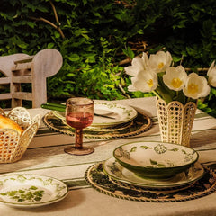 Green & Oatmeal Stripped Linen Tablecloth | Cass By JJ