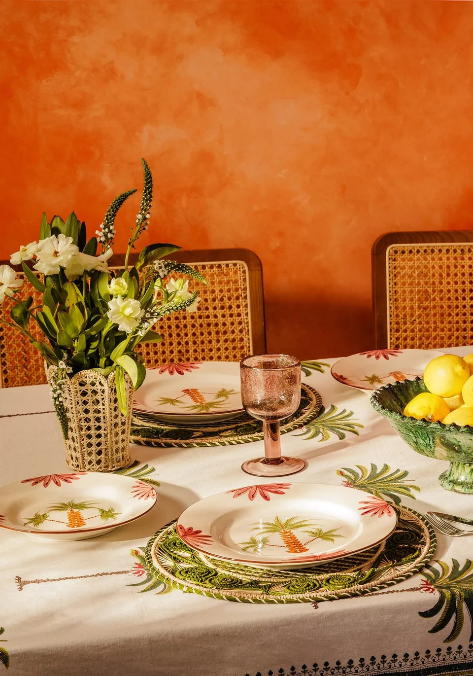 Palm Tree Tablecloth | Cream & Green | Cass By JJ