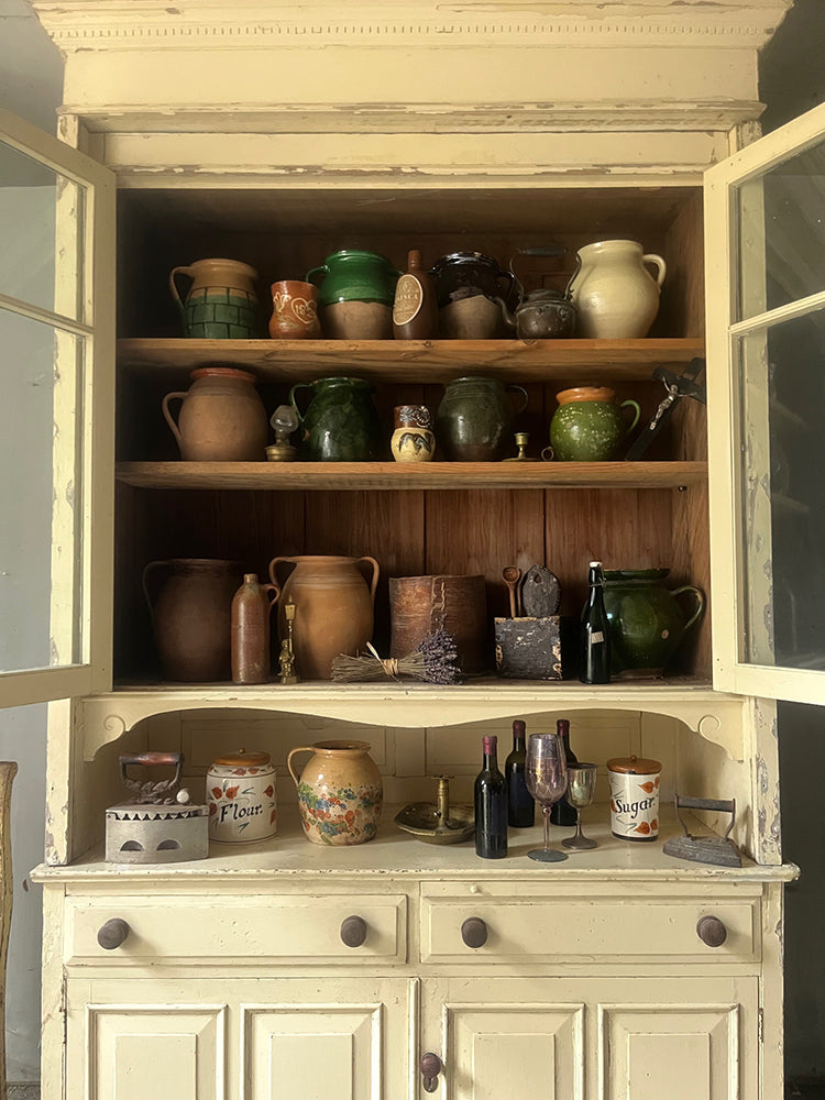 Tall Country House Glazed Pine Dresser in Original White