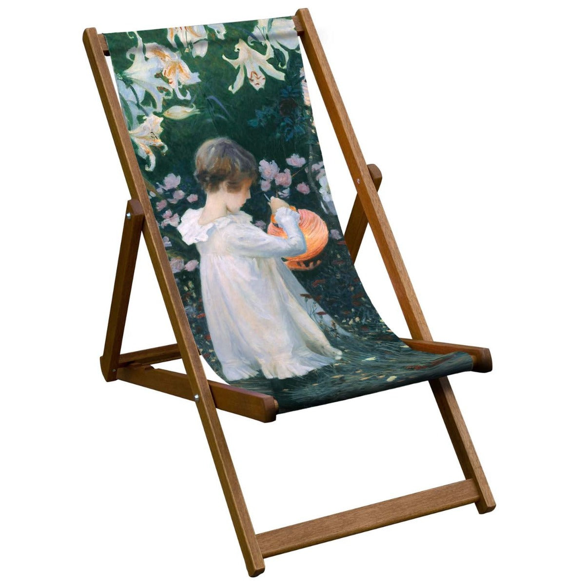 Vintage Inspired Wooden Deckchair- 'Carnation, Lily, Lily, Rose'- John Singer Sargent