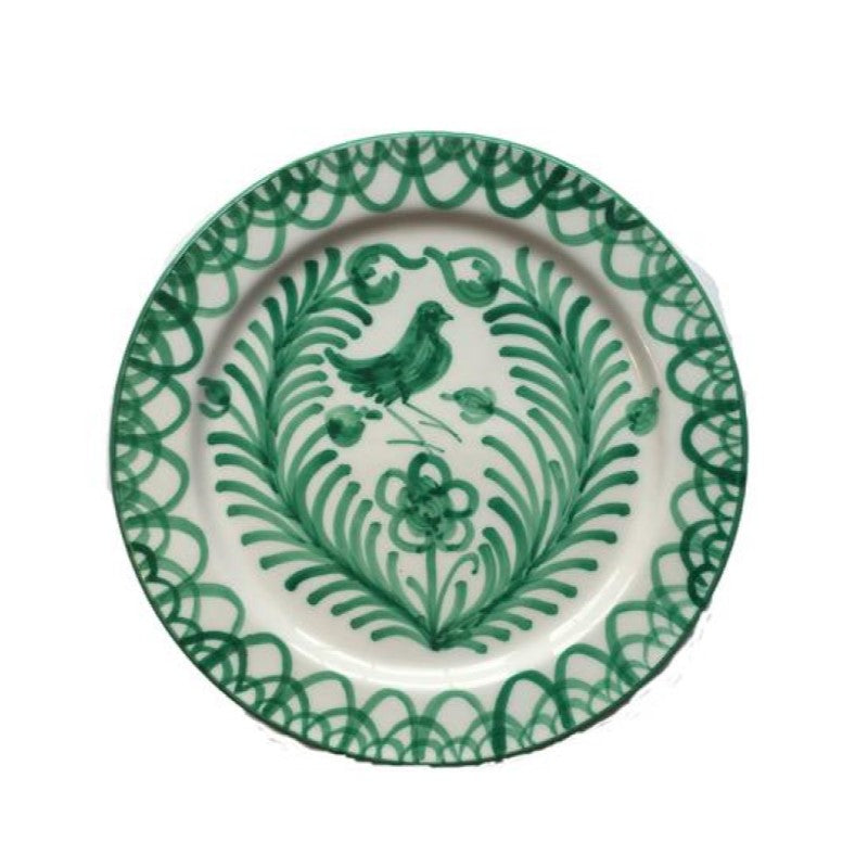 Spanish Handpainted Side Plate with Green 'Bird' Design