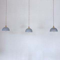 Three Blue Domed Glass Shades