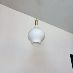 Three Mid Century White Matte Shade Pendant