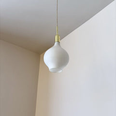 Three Mid Century White Matte Shade Pendant