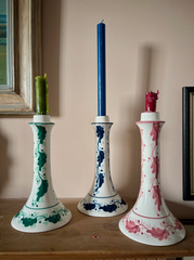 Hand Painted Candlestick | Blue Garland | Mews Furnishings