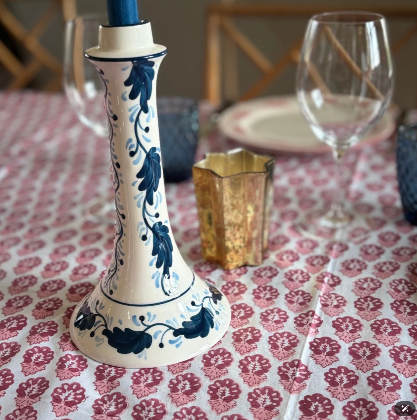 Hand Painted Candlestick | Blue Garland | Mews Furnishings