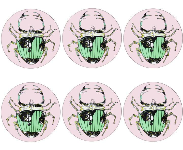 The Tiger Lily set of 6 Placemats Pink Green Bell Hutley