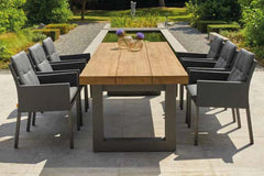 Solid Oak Garden Table with Straight Steel Leg Frame in Crisp White