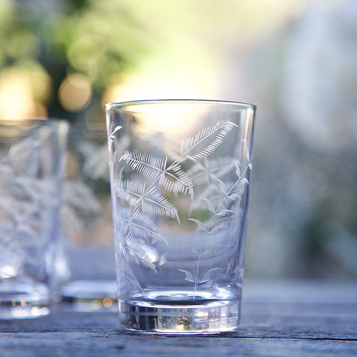 Set of 6 Crystal Tumblers with Fern Design