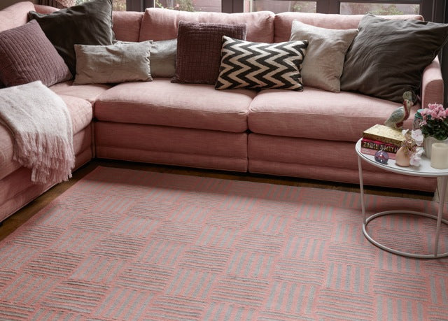 Basketcase rug pink and grey