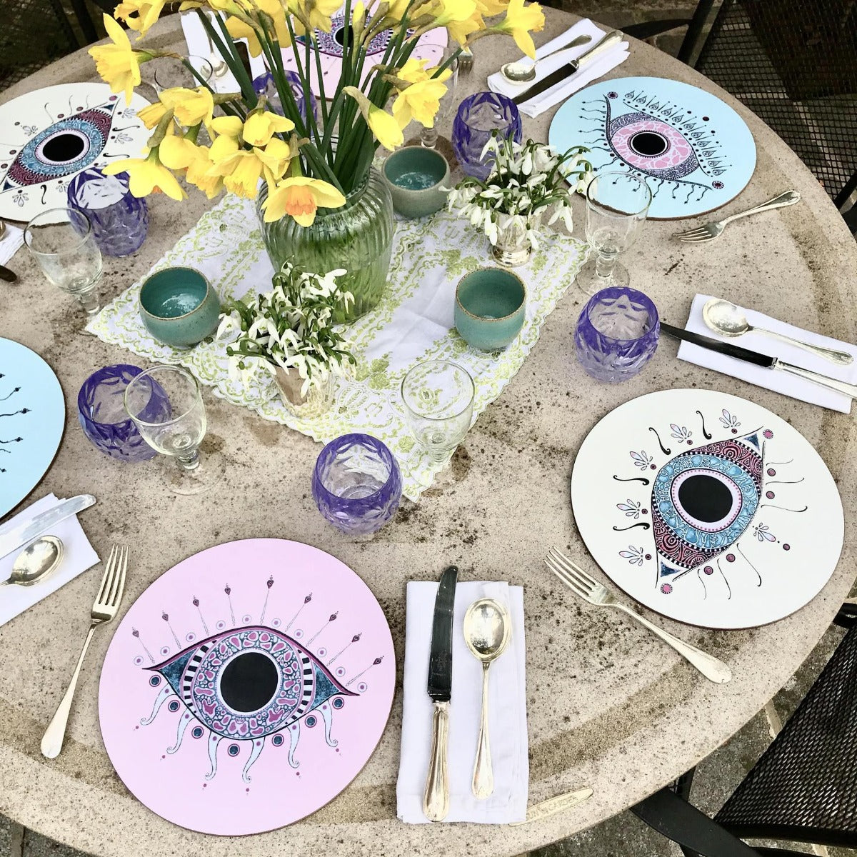 Shelly Evil Eye' Pastel Yellow Placemat