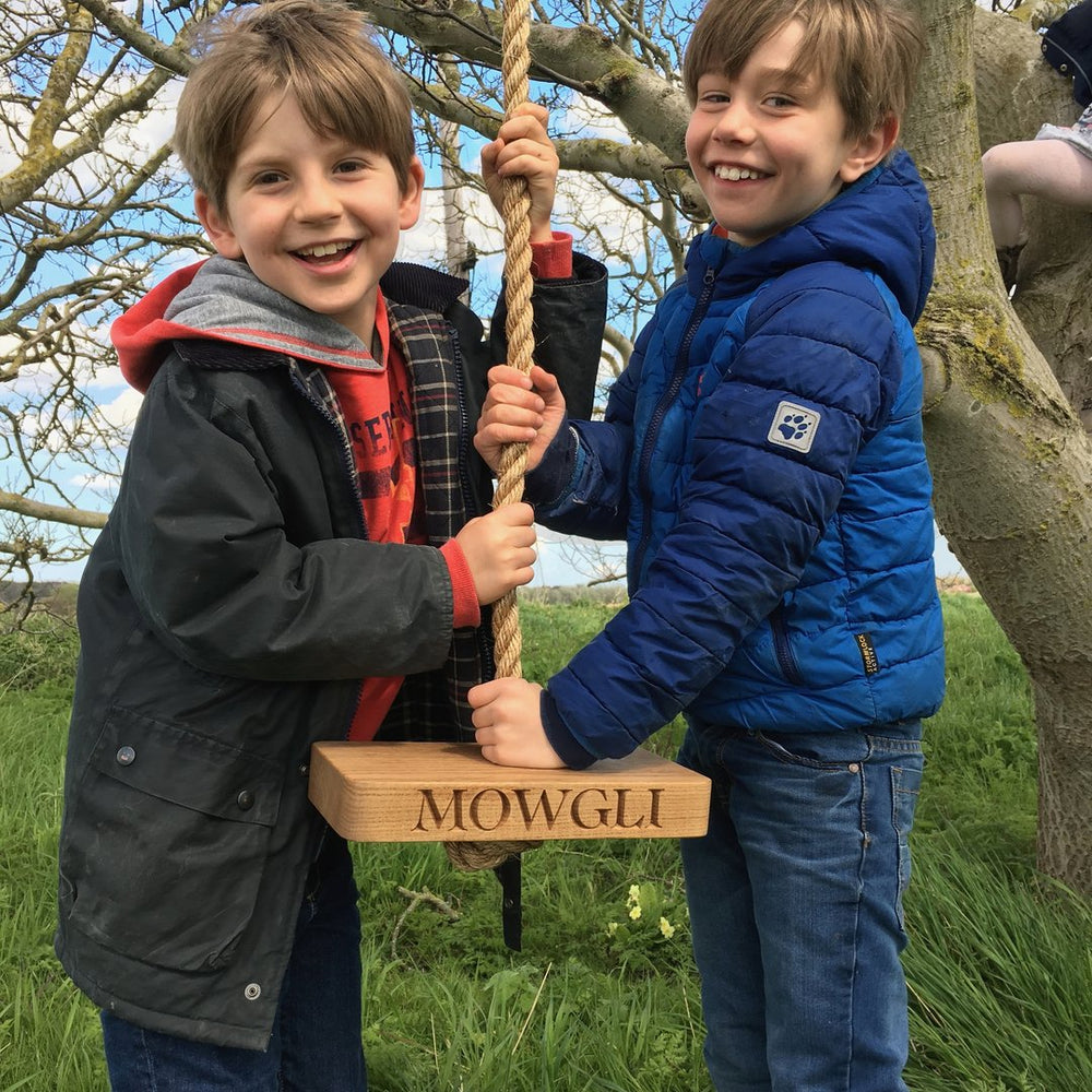 Solid Oak Personalised Single Swing | Oak & Rope Company