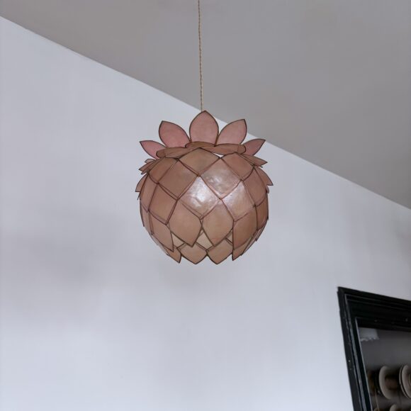 Vintage Pink Artichoke Capriz Shell Pendants