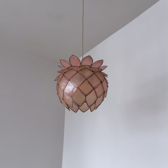 Vintage Pink Artichoke Capriz Shell Pendants