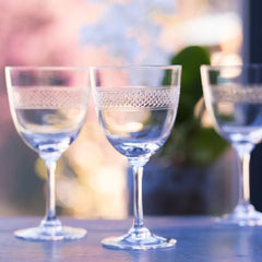 Set of 6 Crystal Wine Glasses with Band Design