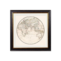 C.1838 World Map Hemispheres Vintage Framed Prints