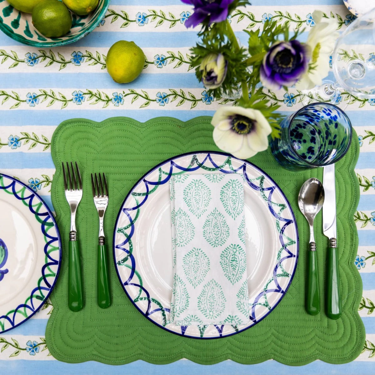 pale pink scallop placemats linen