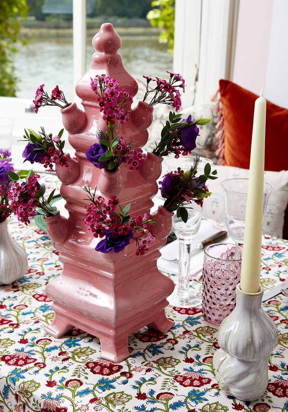 Wildflower Tablecloth- Pink, Red & Teal Floral Tablecloth | Cass By JJ