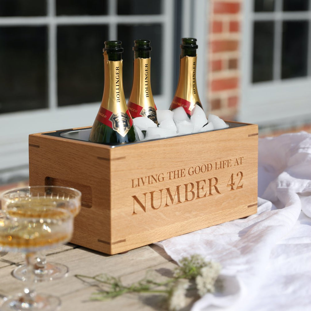Solid Oak Personalised Wine & Champagne Cooler | Oak & Rope Company