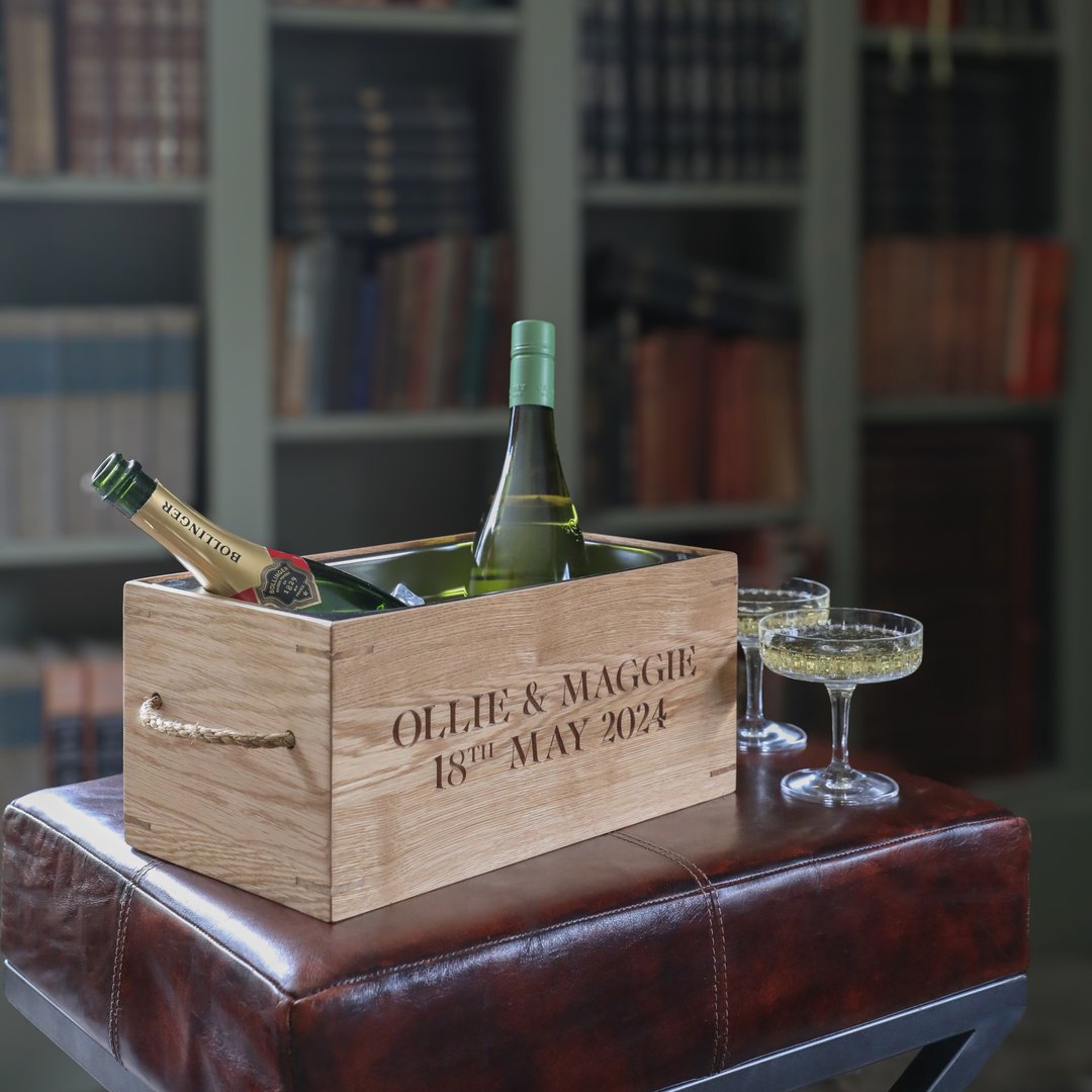Solid Oak Personalised Wine & Champagne Cooler | Oak & Rope Company