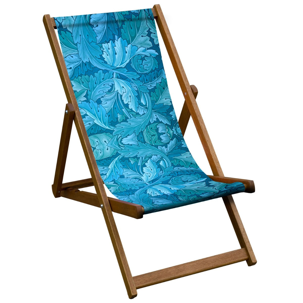 Vintage Inspired Wooden Deckchair with William Morris 'Acanthus' Design